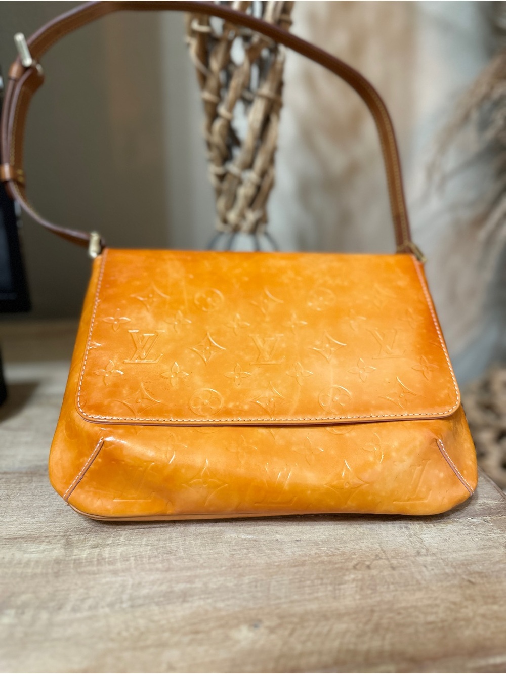 Louis Vuitton Orange Monogram Embossed Shoulder Bag